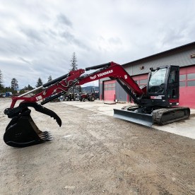 18,000 lbs Excavator, Enclosed Cab, Heat & A/C, Hydraulic Thumb, Dozer Blade, Rubber Tracks, Yanmar Model ViO80-1A-26