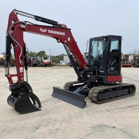 12,000 lbs Mini Excavator Rental, ENCLOSED CAB, HEAT & AC, Hydraulic Thumb, 4-Way Dozer Blade, Yanmar Model ViO55-6A-60