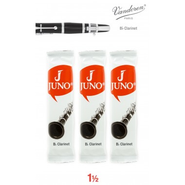 Vandoren Bb Clarinet JUNO Reeds; Strength #1.5; 3 Card