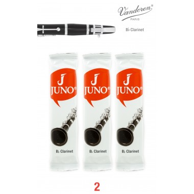 Vandoren Bb Clarinet JUNO Reeds; Strength #2; 3 Card